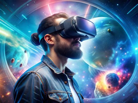 Ilustrace scény z únikové hry Cosmos ve virtuální realitě.