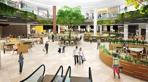 Vizualizace interiéru modernizovaného obchodního centra Javor s novými obchody a službami