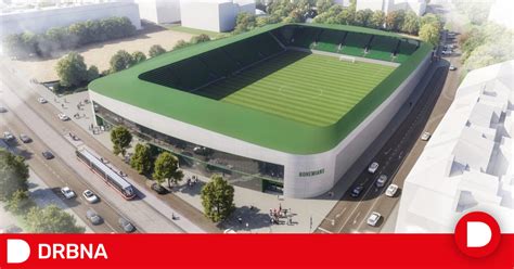 Vizualizace modernizovaného ČEZ stadionu Kladno s novou střechou a fasádou