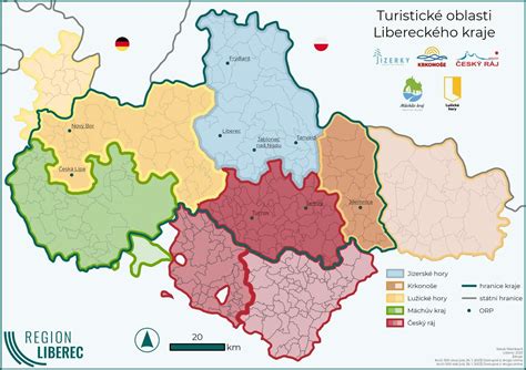 Mapa s vyznačenými obcemi Libereckého kraje a jejich územními plány