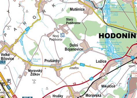 Mapa katastrálních území Nový Poddvorov a Starý Poddvorov s vyznačenými nabízenými pozemky.