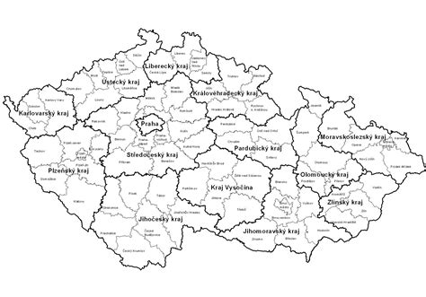 Mapa České republiky s vyznačenými hlavními městy krajů a Prahou, kde se soustředí nejvíce developerských projektů.