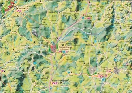 Mapa Kamenice nad Lipou s vyznačenými lokalitami