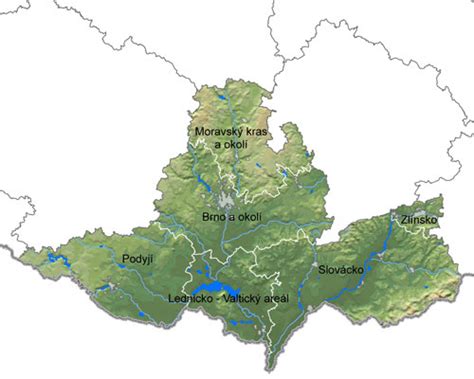 mapa Jižní Moravy s vyznačenými lokalitami nabízených pozemků