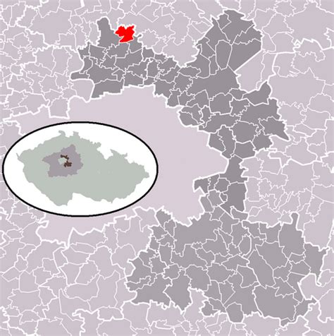 mapa obce Veliká Ves s vyznačením vzdálenosti od Prahy