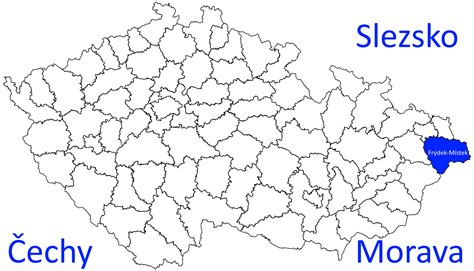 Mapa Moravy s vyznačeným regionem Frýdek-Místek