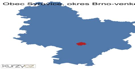 Mapa okolí obce Syrovice s vyznačením polohy vůči Brnu