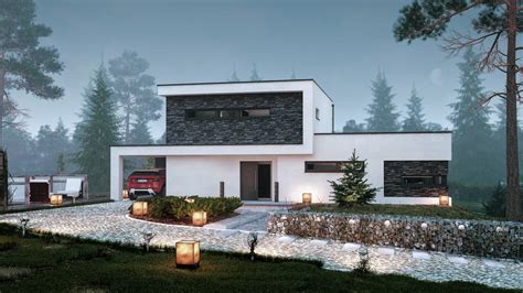 rodinný dům s moderní architekturou a zahradou