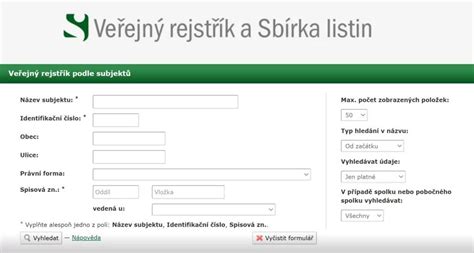 obchodní rejstřík s informacemi o společnostech a osobách