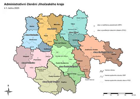 mapa Jihočeského kraje s vyznačenými průmyslovými zónami