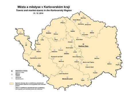 Mapa Karlovarského kraje s vyznačenými hodnocenými městy