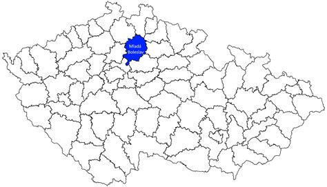 mapa okresu Mladá Boleslav s vyznačenou obcí Obruby