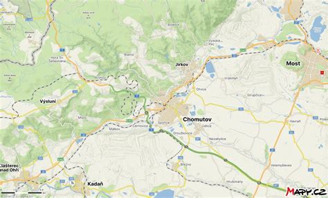 Mapa Chomutova s vyznačením ulice Matěje Kopeckého
