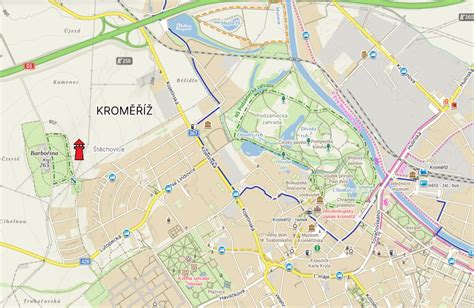 Mapa města Kroměříže s vyznačenými rozvojovými oblastmi pro výstavbu