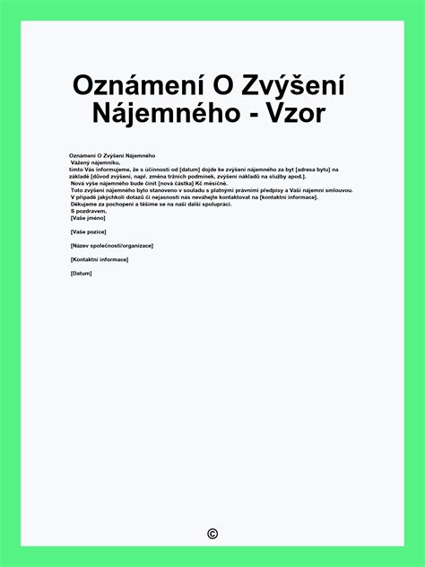 ilustrace znázorňující doručování písemného oznámení o zvýšení nájemného