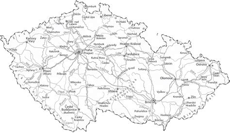 Mapa České republiky s vyznačením sídel finančních úřadů.