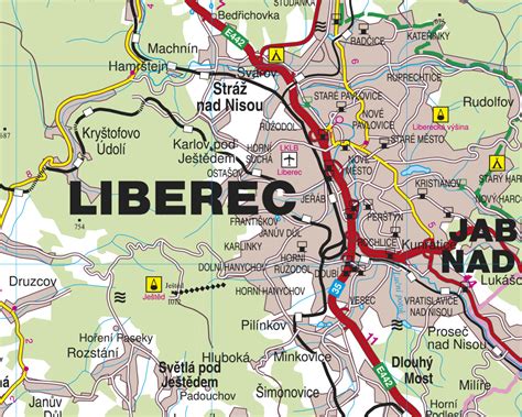 Mapa Libereckého kraje s vyznačením oceněných staveb