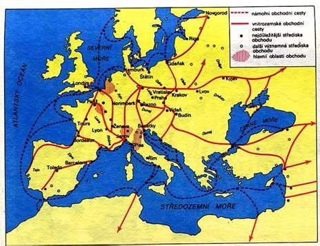 Mapa středověké obchodní stezky vedoucí přes Přimdu