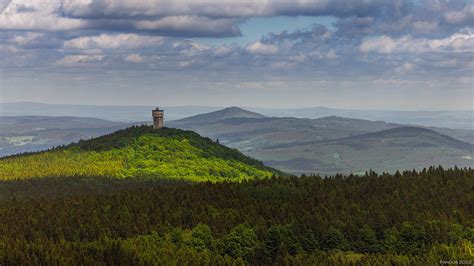 Panoramatický výhled z hradní věže Přimda na Český les