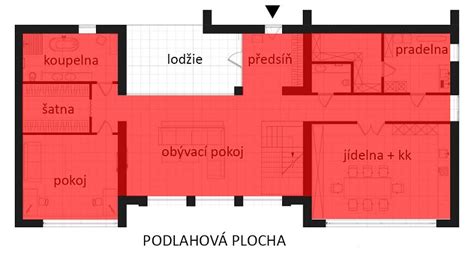 vizualizace znázorňující podlahovou, užitnou a obytnou plochu bytu