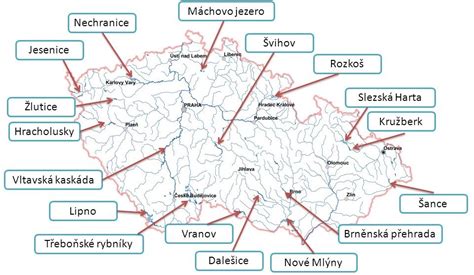 Mapa vodních příkopů a rybníků v Jáchymově