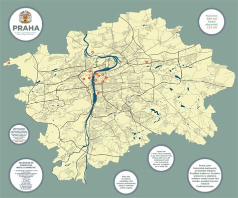 Mapa Prahy s vyznačenými Holešovicemi a lokalitou Kabelovna Studios.