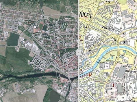 Ilustrační obrázek srovnání leteckého snímku a katastrální mapy