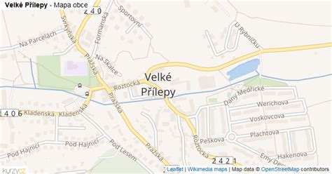 Mapa obce Velké Přílepy s vyznačenými parcelami
