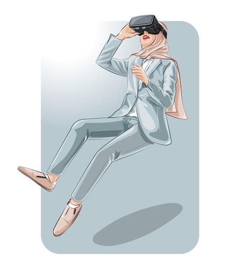 Ilustrace osoby s VR headsetem, která vnímá virtuální prostředí
