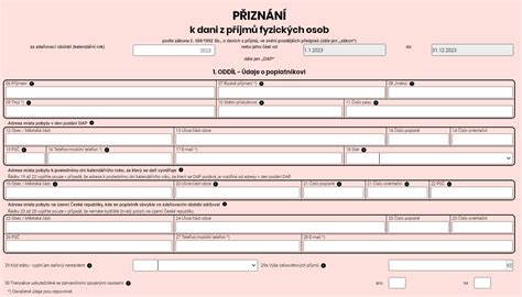 Ukázka průvodce pro vyplnění daňového přiznání s barevným rozlišením údajů
