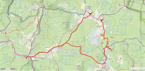 mapa Šumavy s vyznačenými obcemi Modrava, Kvilda, Srní, Zadov