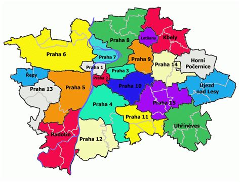 Mapa Prahy s vyznačenou oblastí Smíchov City
