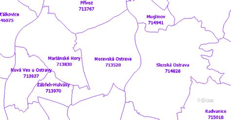 Mapa Ostravy s vyznačenou lokalitou Hošťálkovice