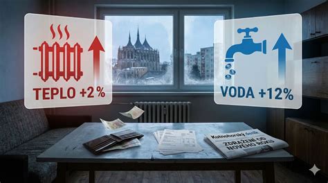 Ilustrace zobrazující různé položky zahrnuté v zálohách na služby, jako je voda, teplo, elektřina a odpad.