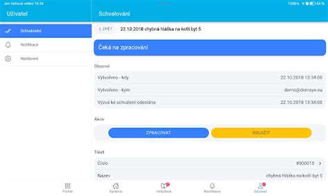 Snímek obrazovky aplikace DOMSYS