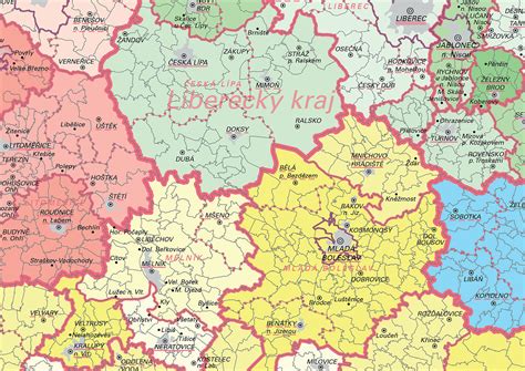 Mapa správního obvodu s vyznačenými obcemi