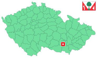 mapa obce Ořechov s vyznačenými důležitými budovami