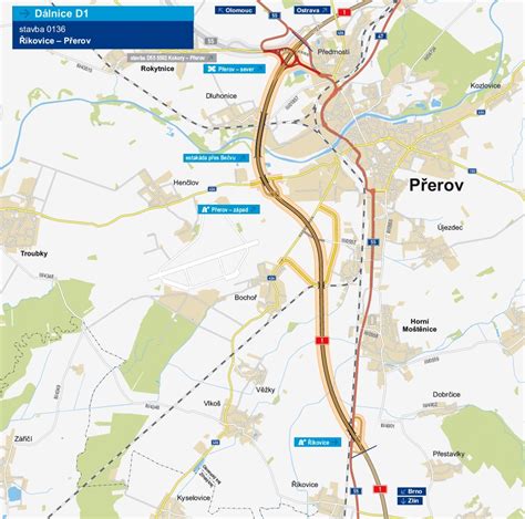 Mapa okolí obce Olšovec s vyznačením dálnice D1 a města Hranice