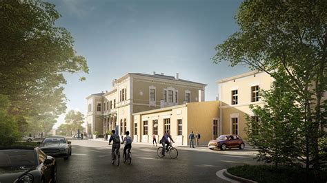 Vizualizace Panského dvora po rekonstrukci s důrazem na jeho historickou architekturu a moderní prvky