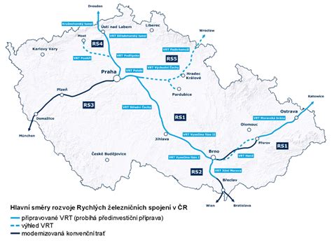 Vizualizace modernizované železniční tratě s vysokorychlostními vlaky