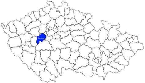 mapa okresu Beroun s vyznačením Berouna a obce Kublov