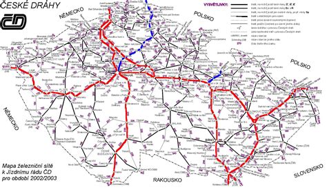mapa železničních uzlů v ČR